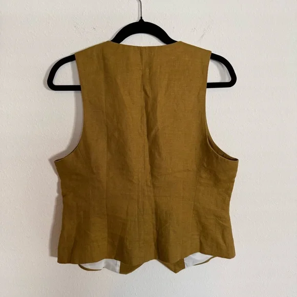 Women’s Zara Tailored Linen Vest Brown Large 2753 131 732 - Picture 7 of 7